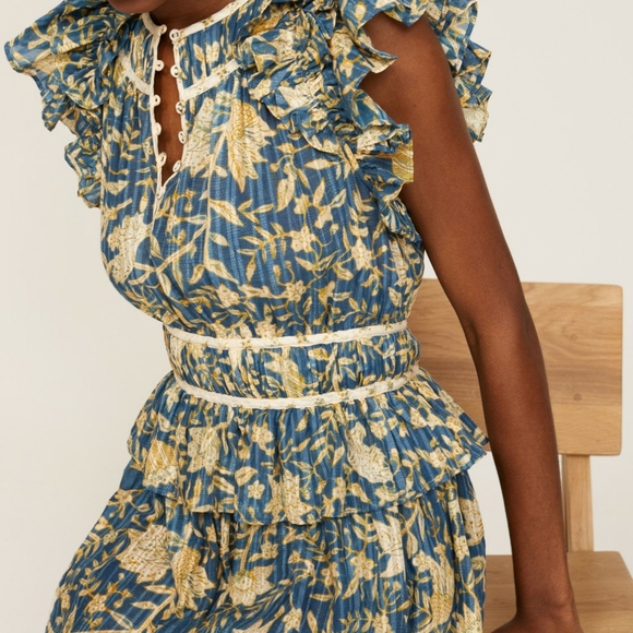 Ulla Johnson Blue and Cream Floral Jumpsuit - Picture 4 of 10